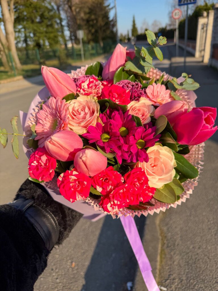 Rozi tulipani buket cvijeća Zagreb 